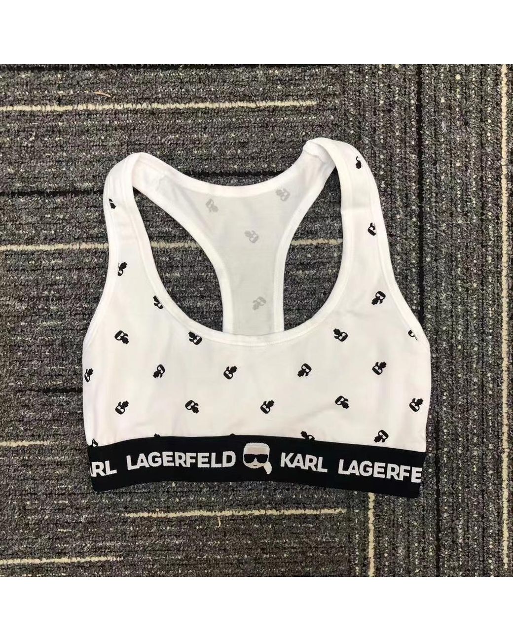 Karl Lagerfeld White Ikonik Logo Bralette