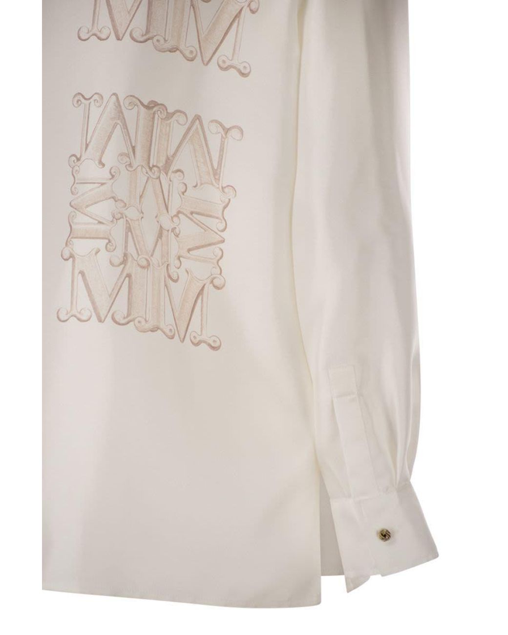 Max Mara White Filtro Logo Printed Button-Up Shirt