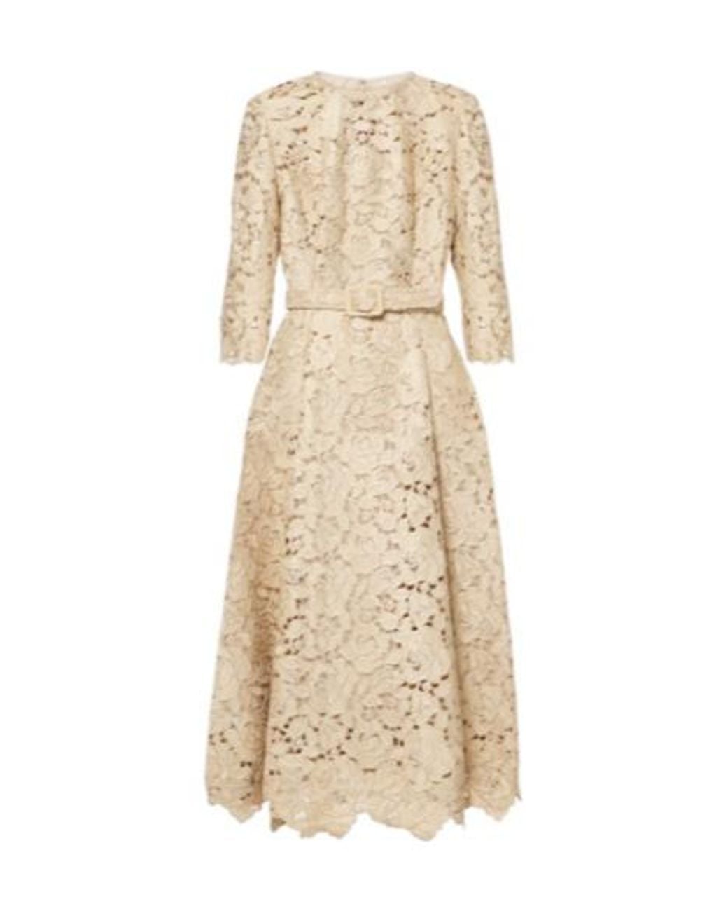 Oscar de la Renta Natural Guipure Lace Cocktail Dress