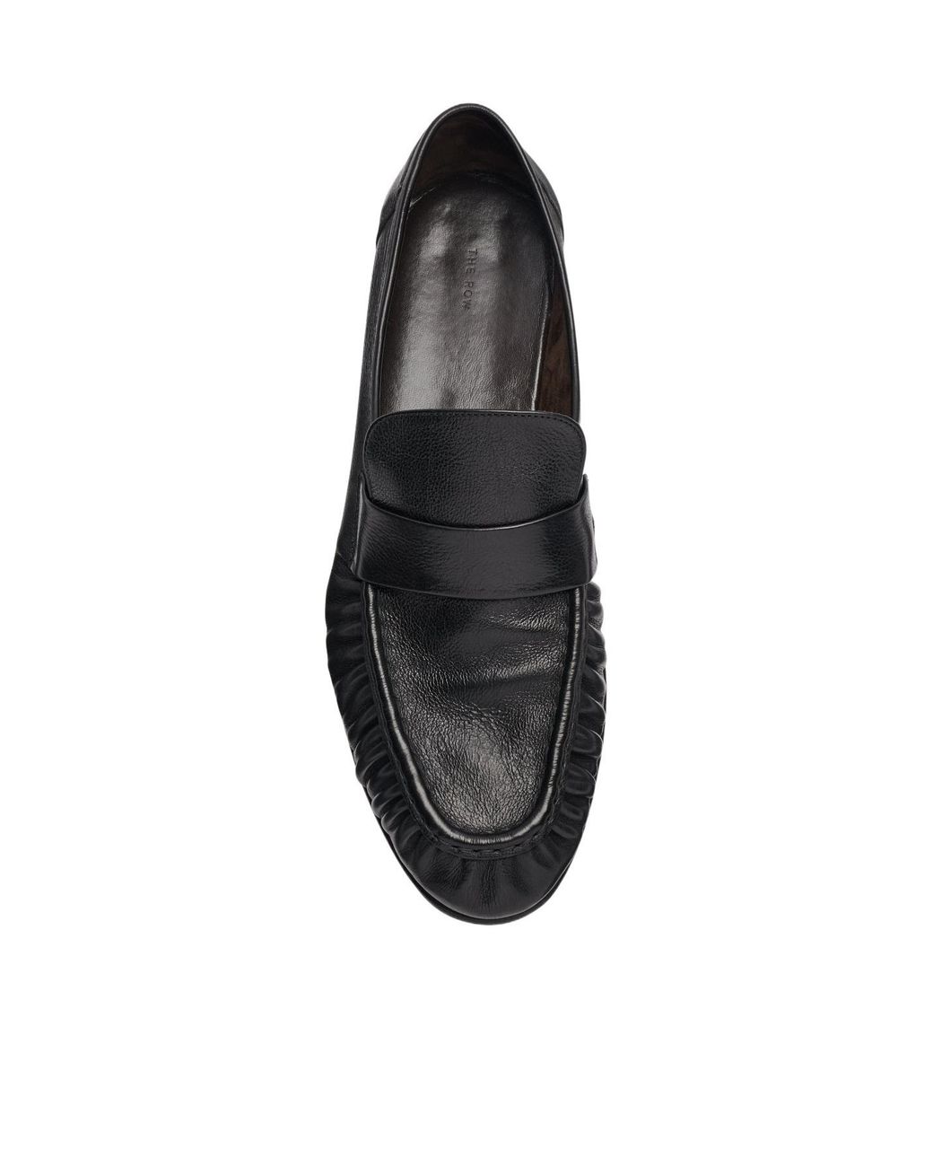 The Row Black Ruched Leather Loafers for men