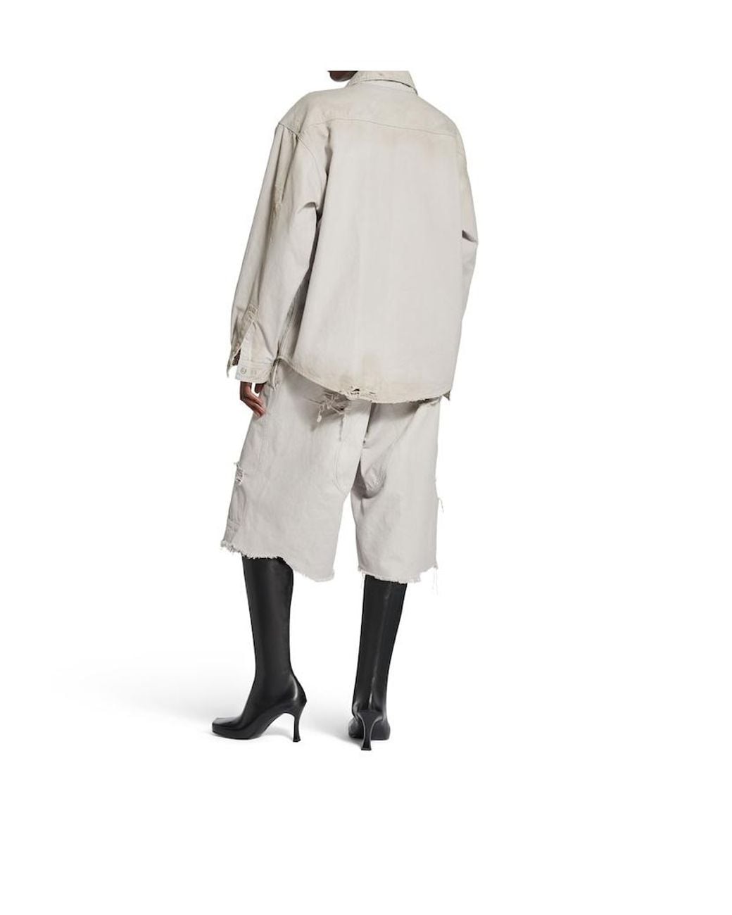 Balenciaga Gray Balenciag Collared Long-Sleeve Workwear Overshirt for men