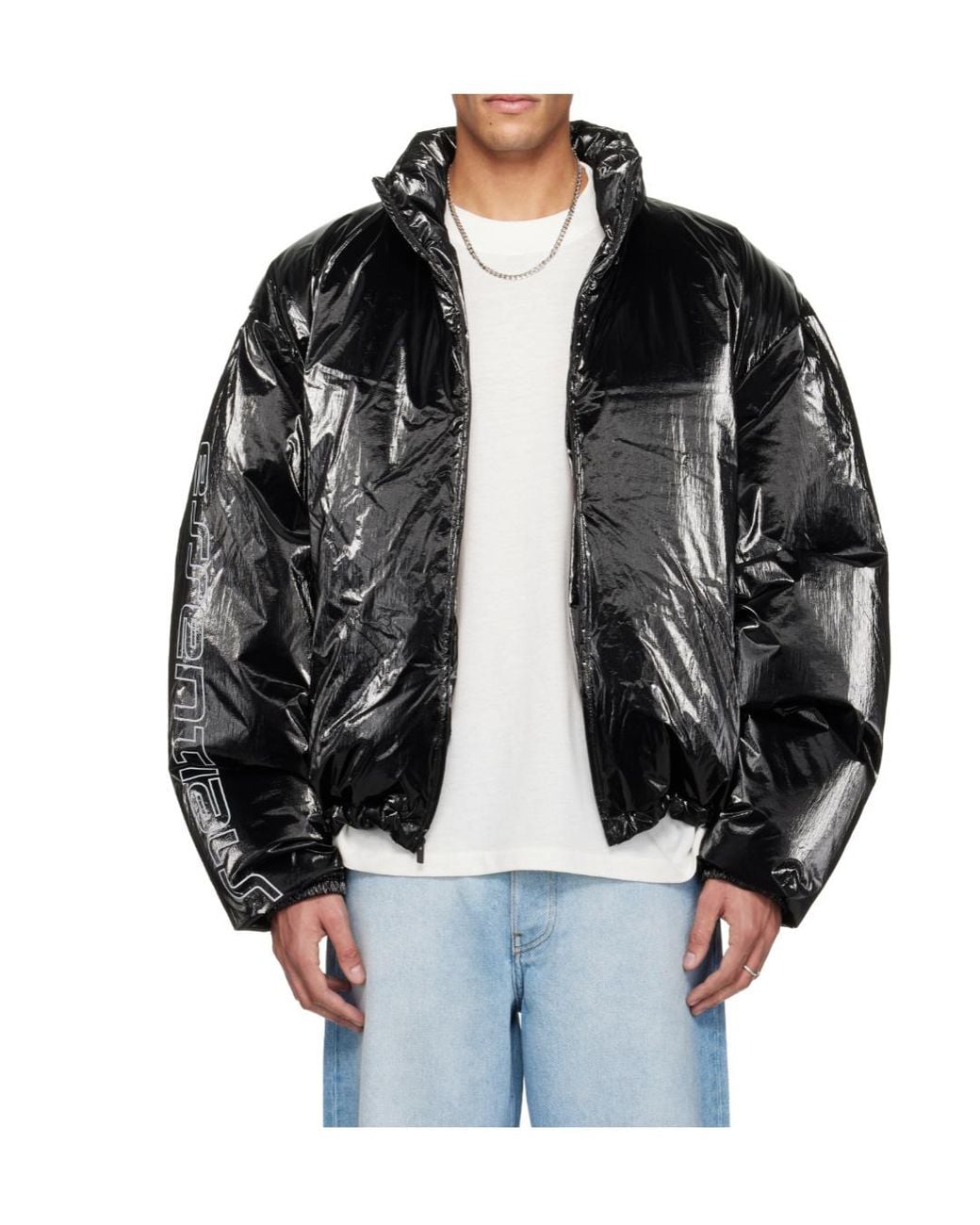 Fear Of God Black Logo Printed Puffer Jacket for men
