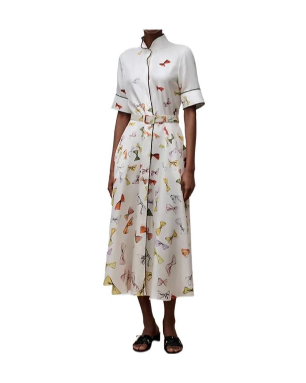 Dior White Iviera Mid-Length Belted Shirtdress