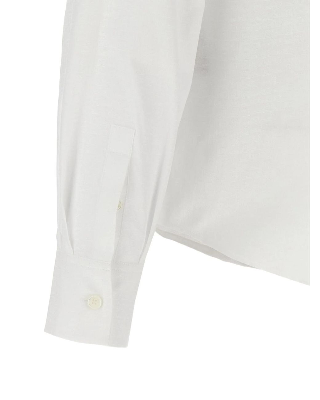 Ferragamo White Ferragamo Logo Jacquard Long-Sleeved Shirt