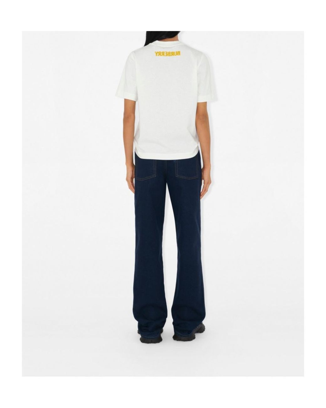 Burberry White Logo Printed Crewneck T-Shirt