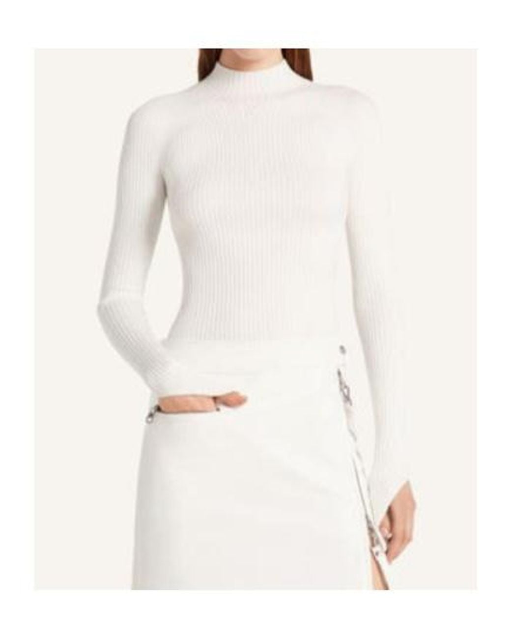 Courreges White Ribbed Turtleneck Top