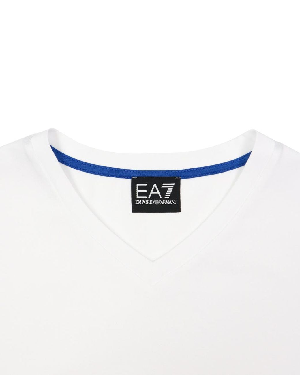 EA7 White Logo T-Shirt With Round Neck for men