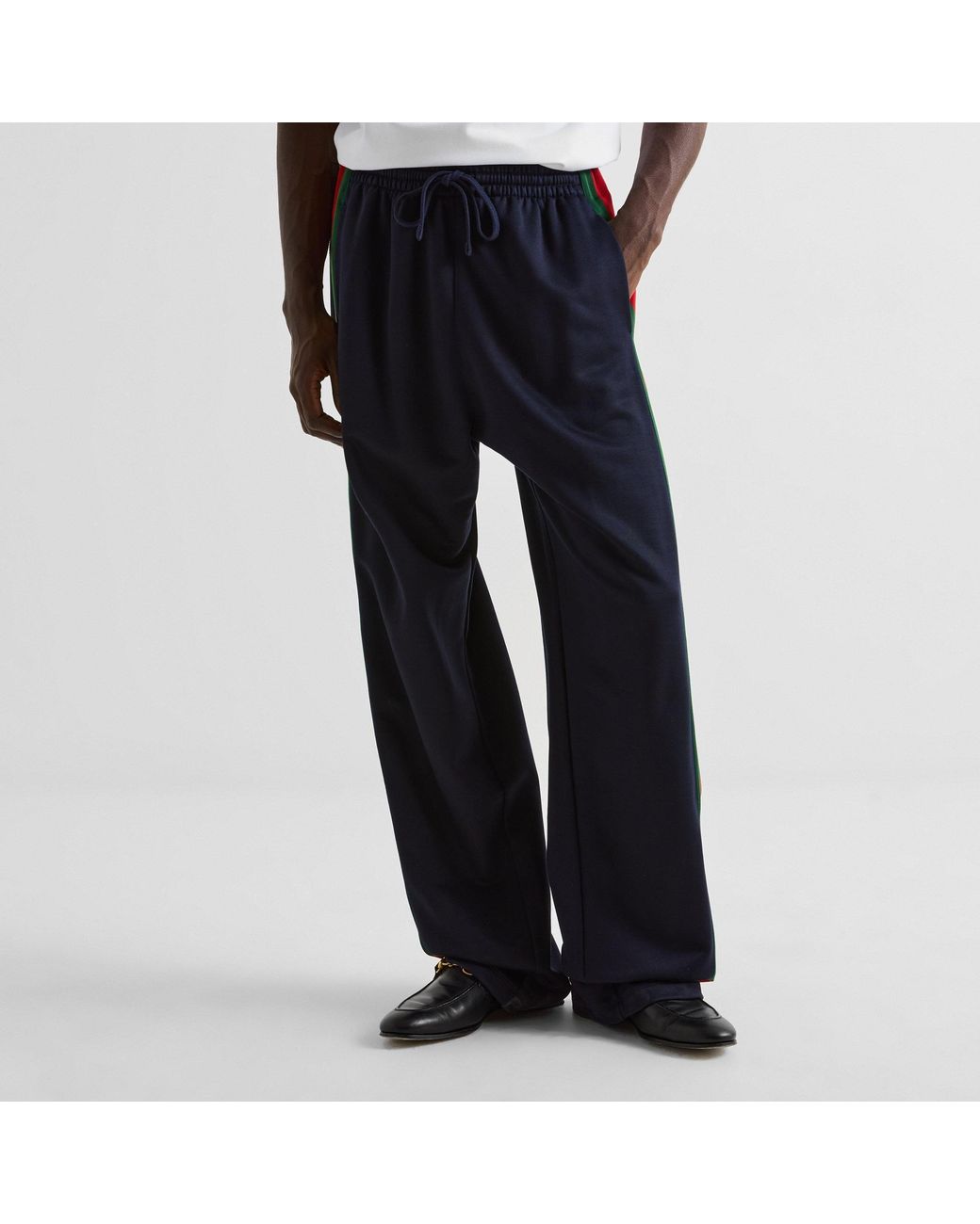 Gucci Blue Drawstring Straight-Leg Casual Trousers for men
