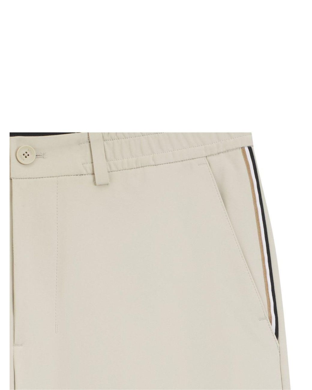 Boss White Logo-Patch Side-Stripe Shorts for men