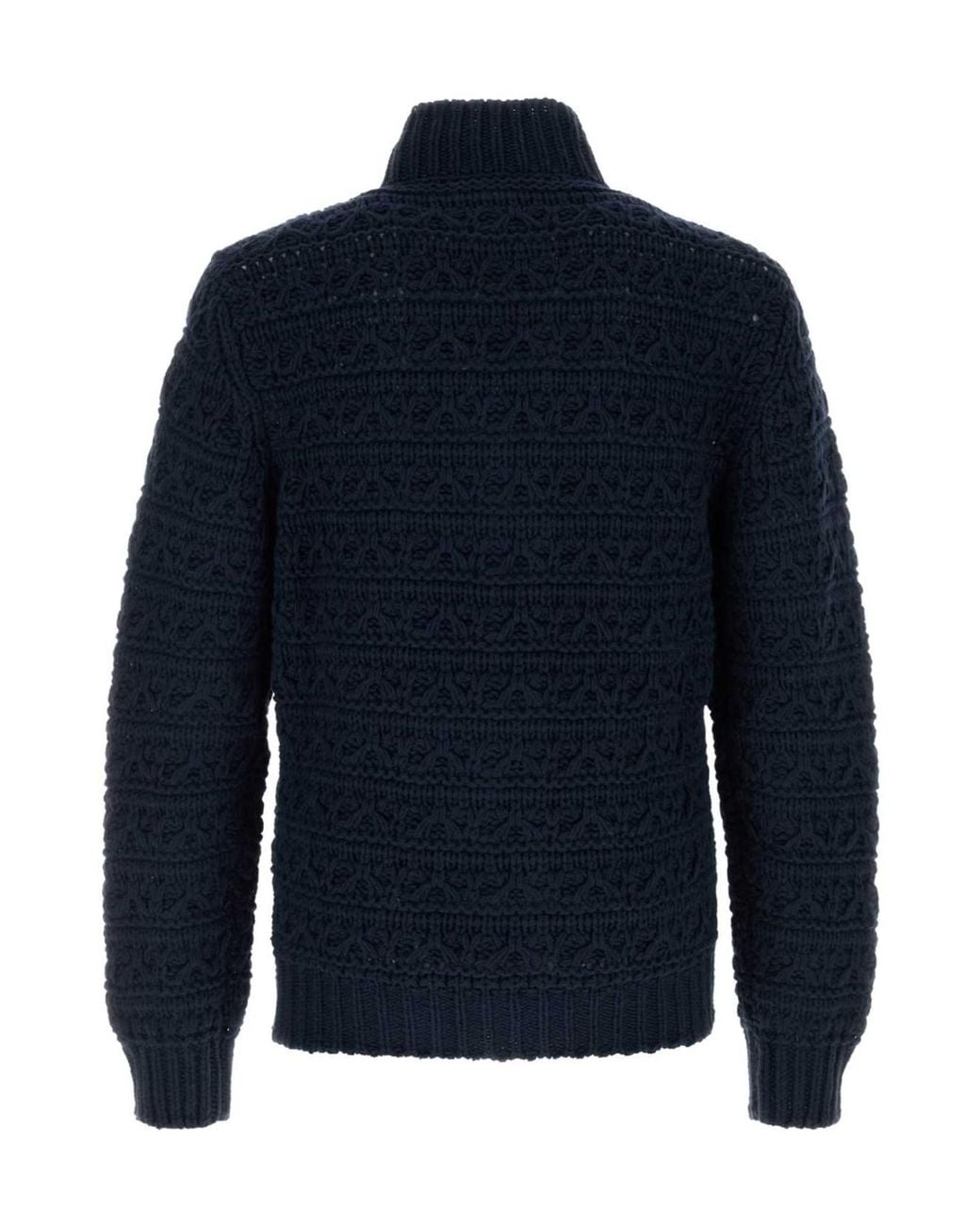 Canali Blue Long-Sleeved Zip-Up Cardigan for men
