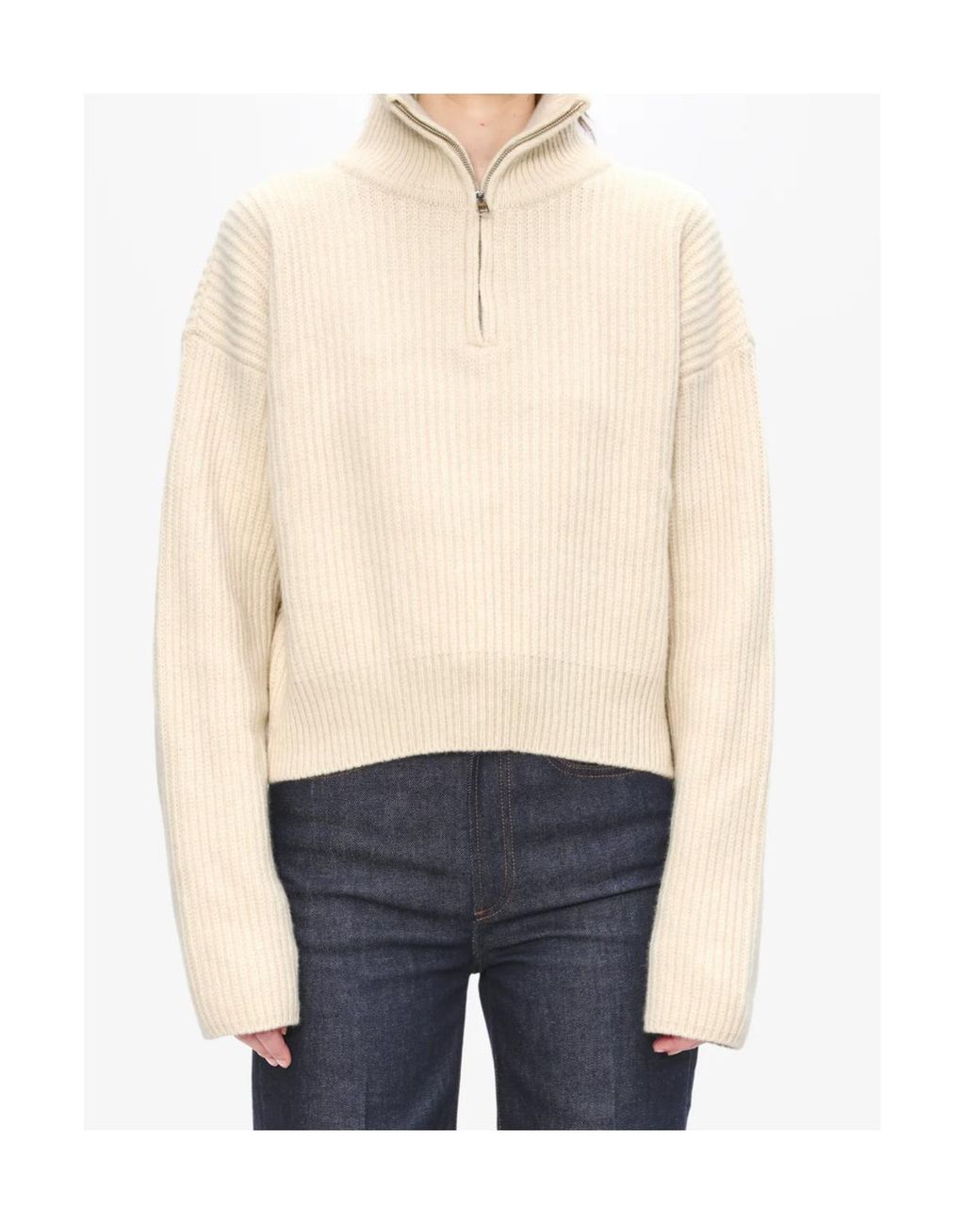 A.P.C. White Half Zipped Jumper