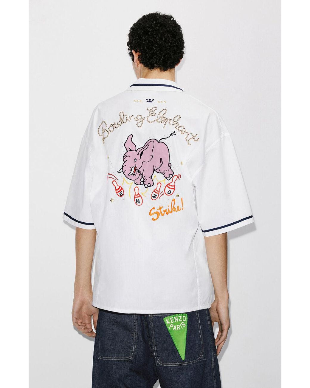 KENZO White 'Bowling Elephant' Hawaiian Shirt for men