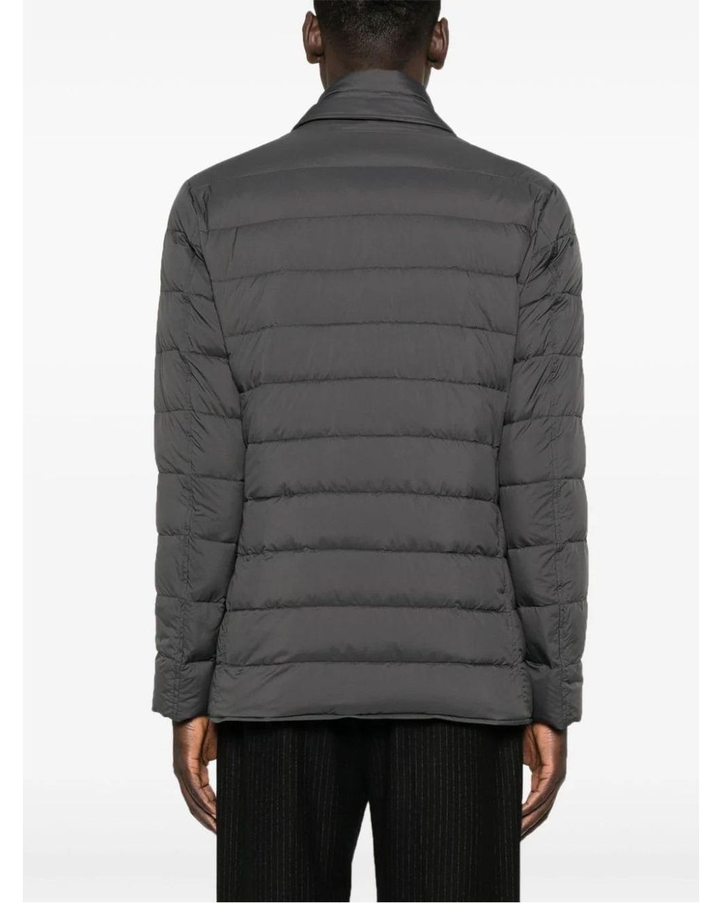Herno Gray La Giacca High Neck Quilted Coat for men