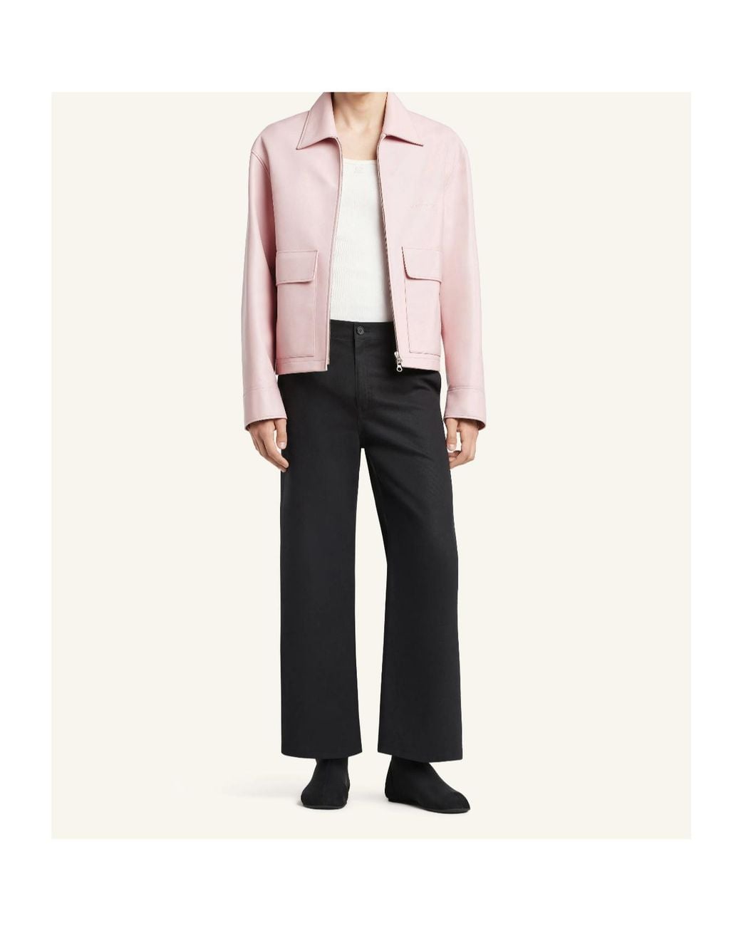 Courreges Pink Double-Pocket Leather Jacket for men