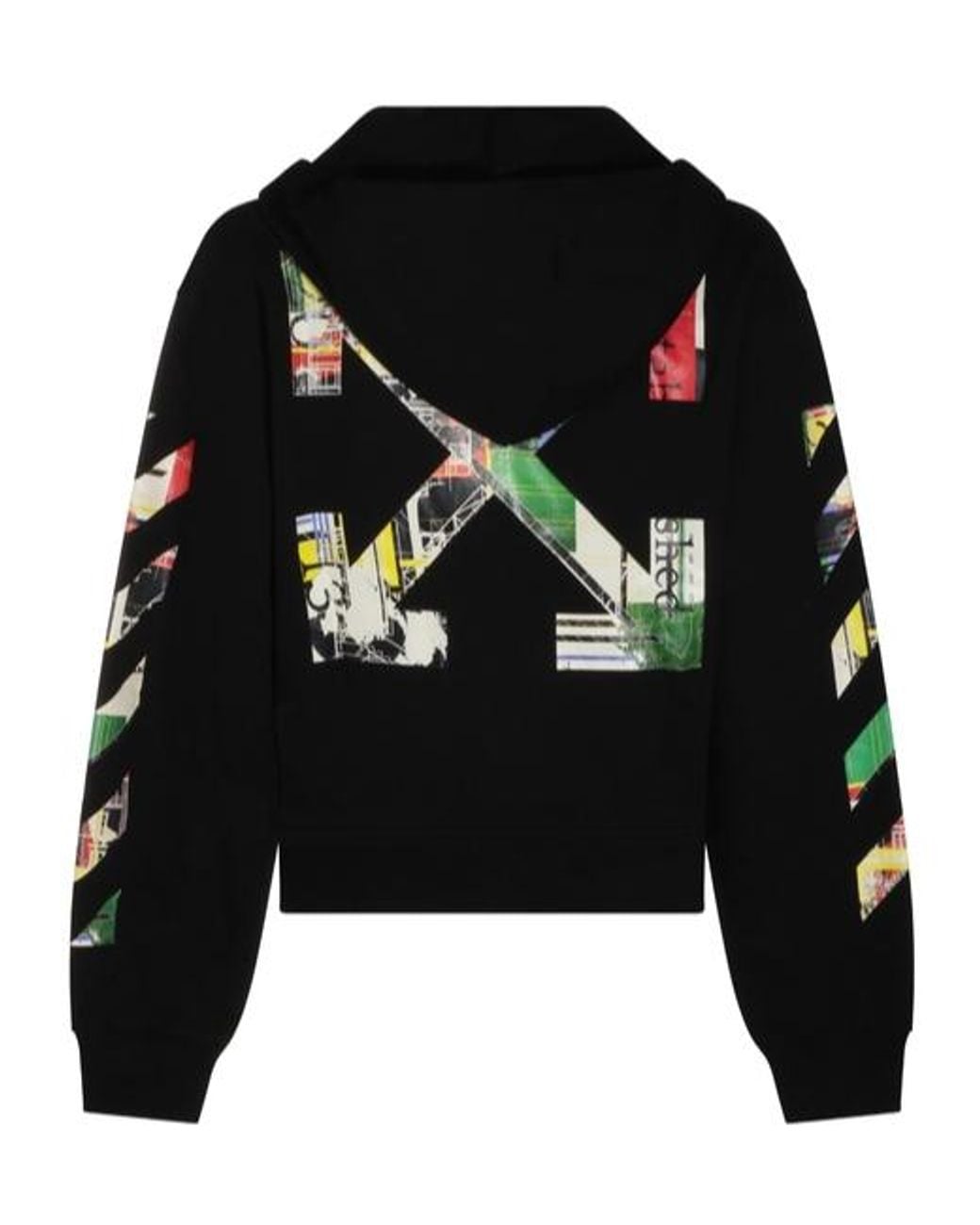 Off-White c/o Virgil Abloh Black Printed Zip-Up Hoodie for men
