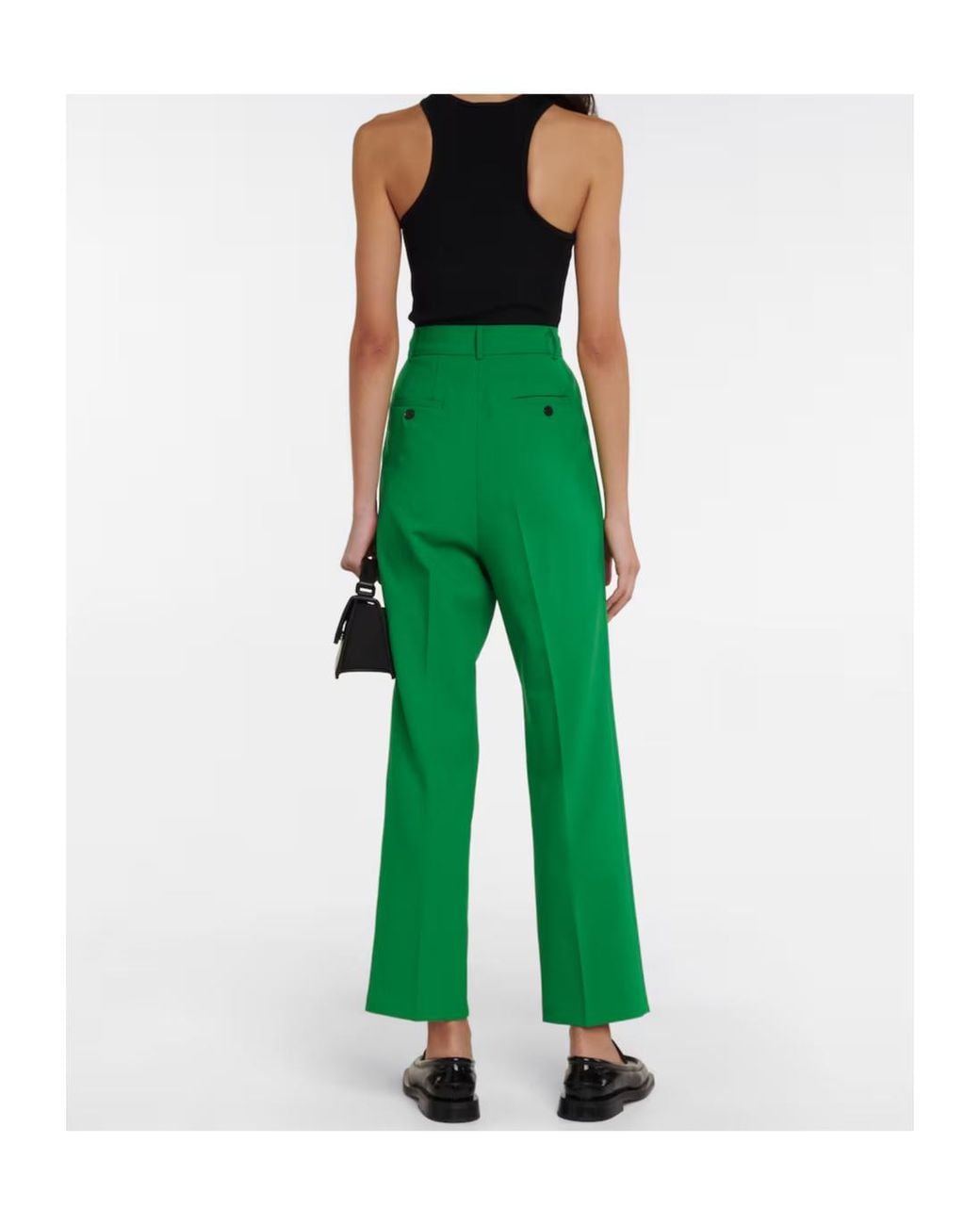 Frankie Shop Green High-Waisted Straight-Leg Casual Pants