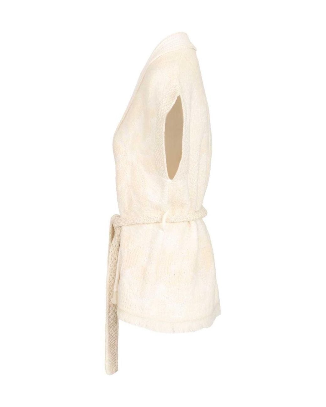Forte_forte White Iris Belted Knitted Jacket