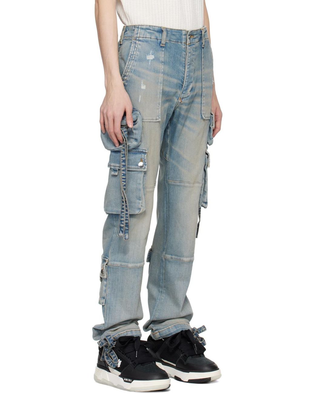Amiri Blue Pocket Detailed Distressed Jeans for men