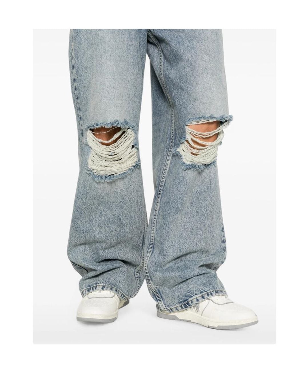Represent Blue Vintage Distressed Wide-Leg Jeans for men