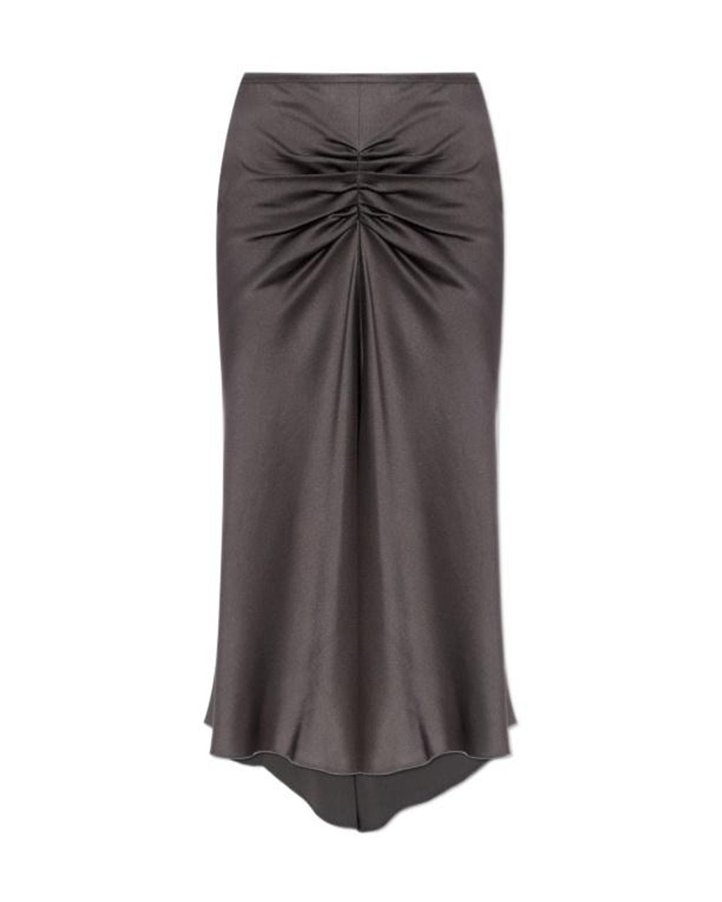 Victoria Beckham Brown Gathered Crepe Midi Skirt