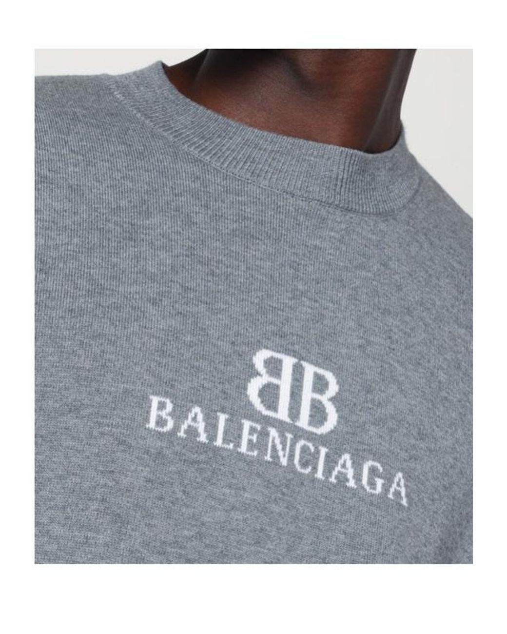 Balenciaga Gray Bb Knitted Oversized Sweater for men