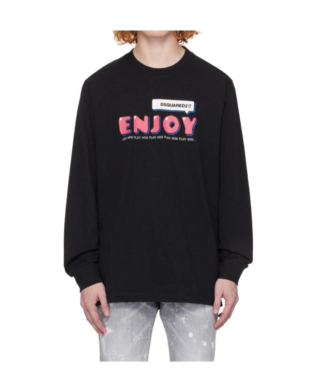 DSquared² Black 'Enjoy' Skater Long-Sleeved T-Shirt for men