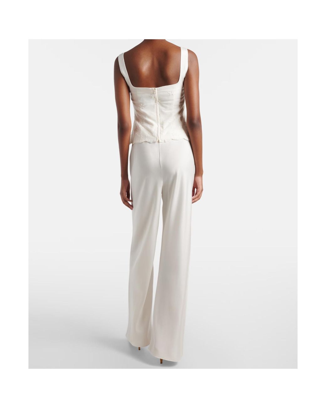 Posse White Cove Silk-Blend Straight Pants