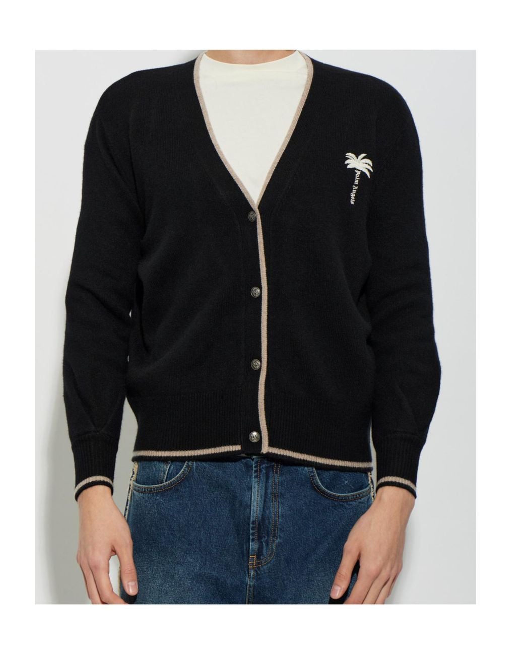 Palm Angels Black Long-Sleeve Cardigan for men