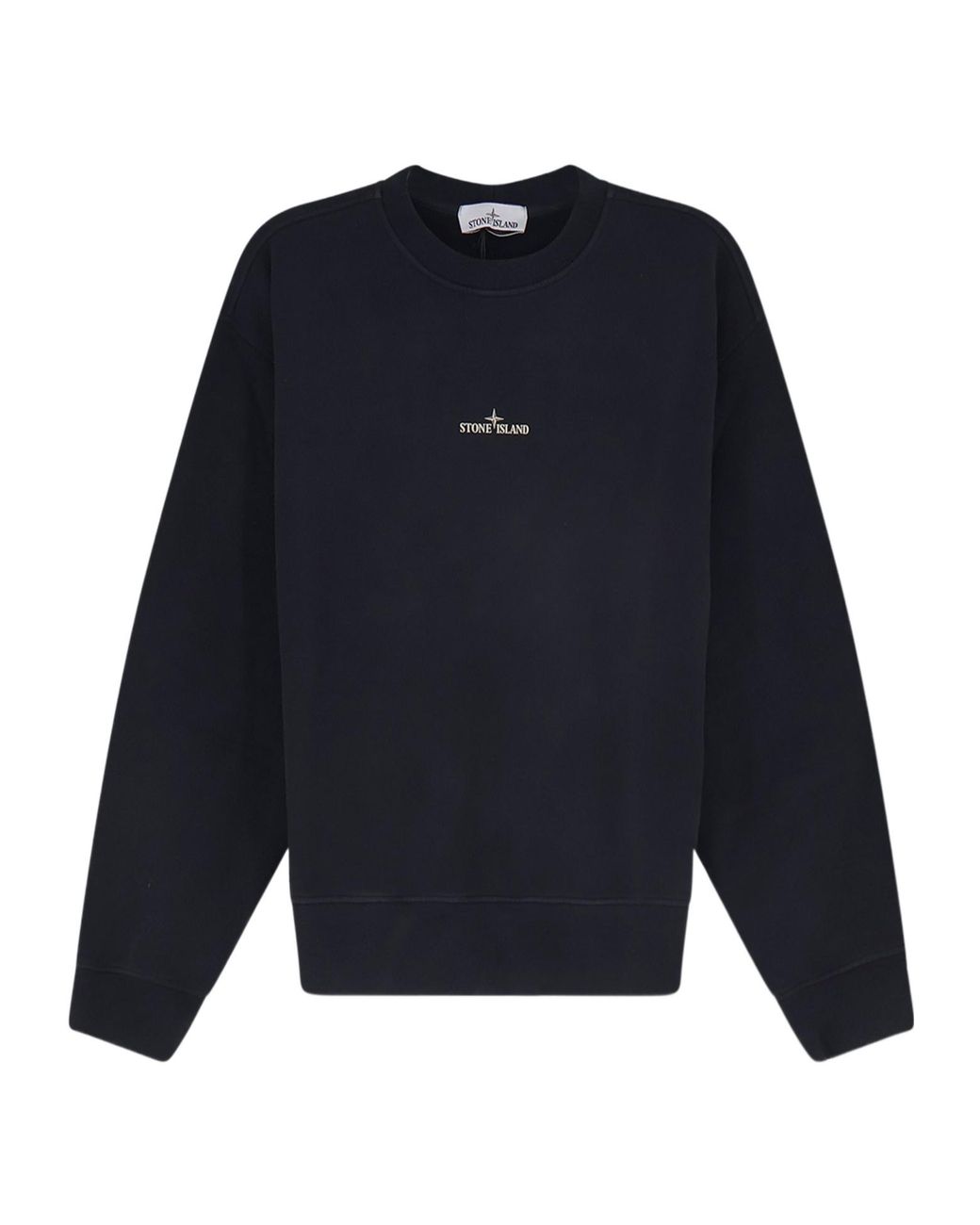 Stone Island Blue Logo-Print Crewneck Sweatshirt for men