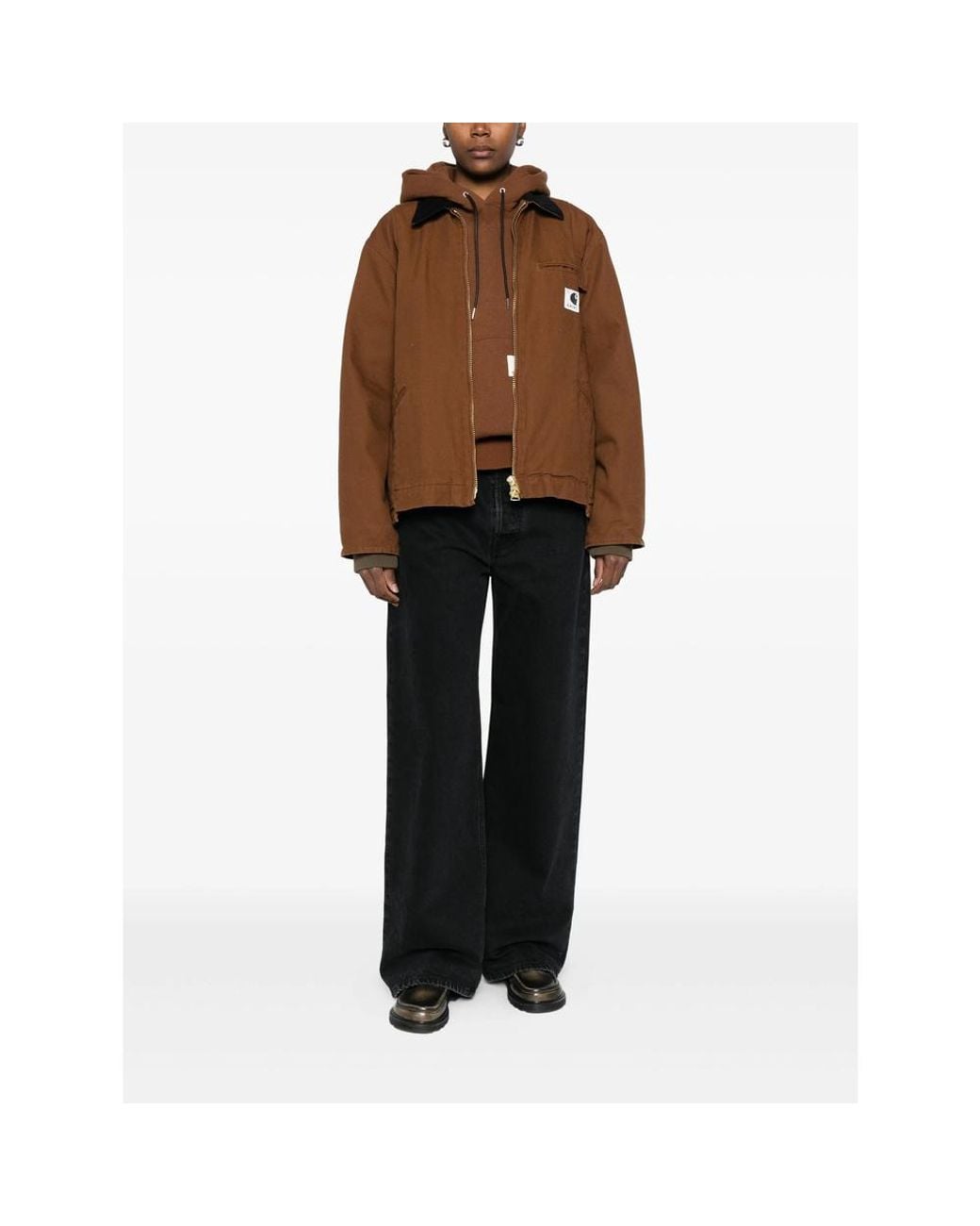 Sacai Brown X Carhartt Logo Patch Zip-Up Jacket for men