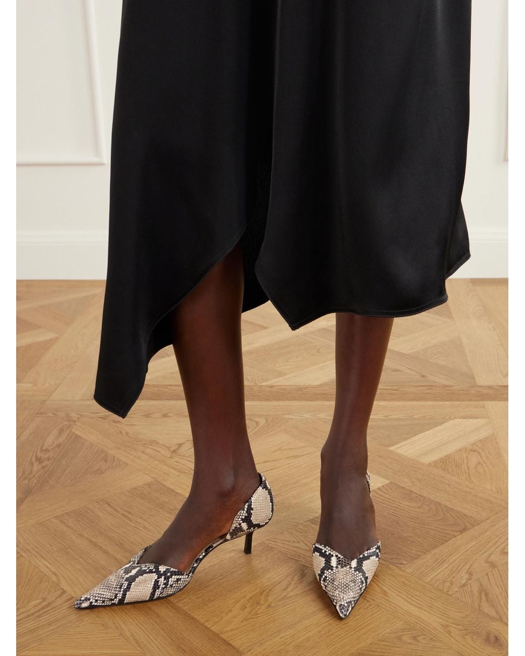 Victoria Beckham Metallic Snake-Effect Leather Pumps