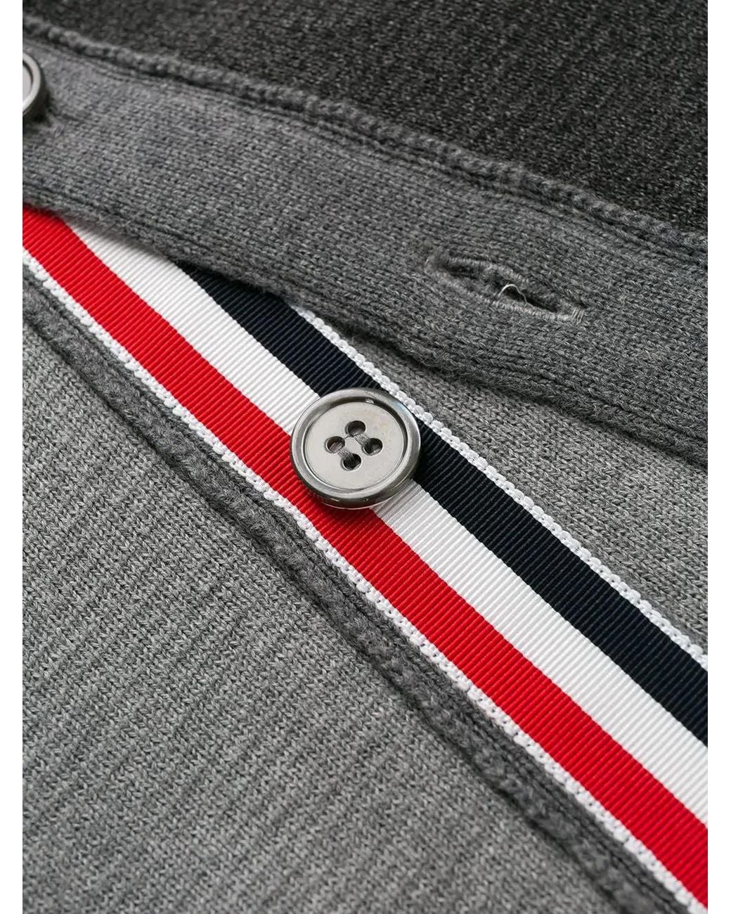 Thom Browne Gray カラーブロック V ネック カーディガン for men