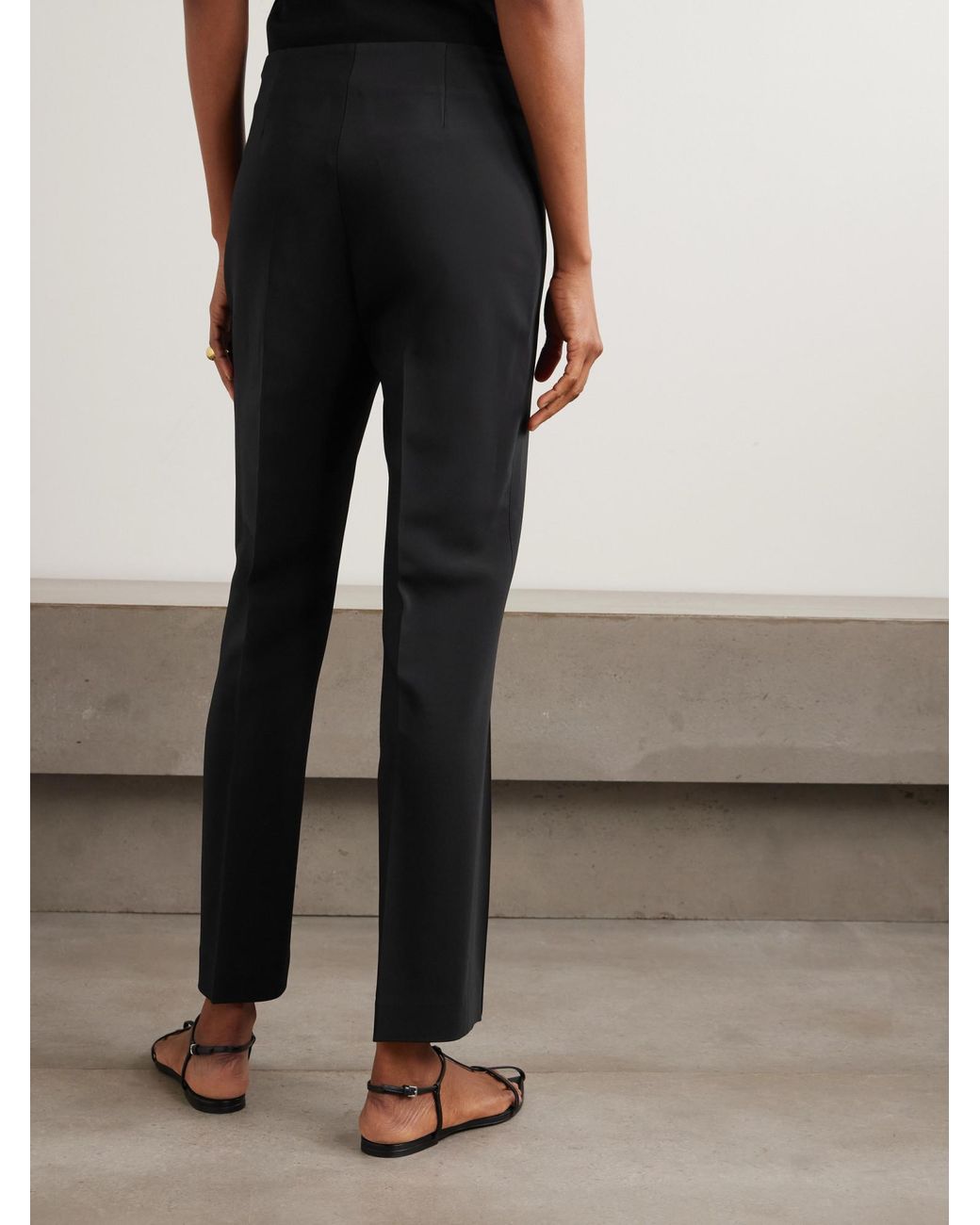 Rohe Black Pintucked Grain De Poudre Slim-Leg Pants