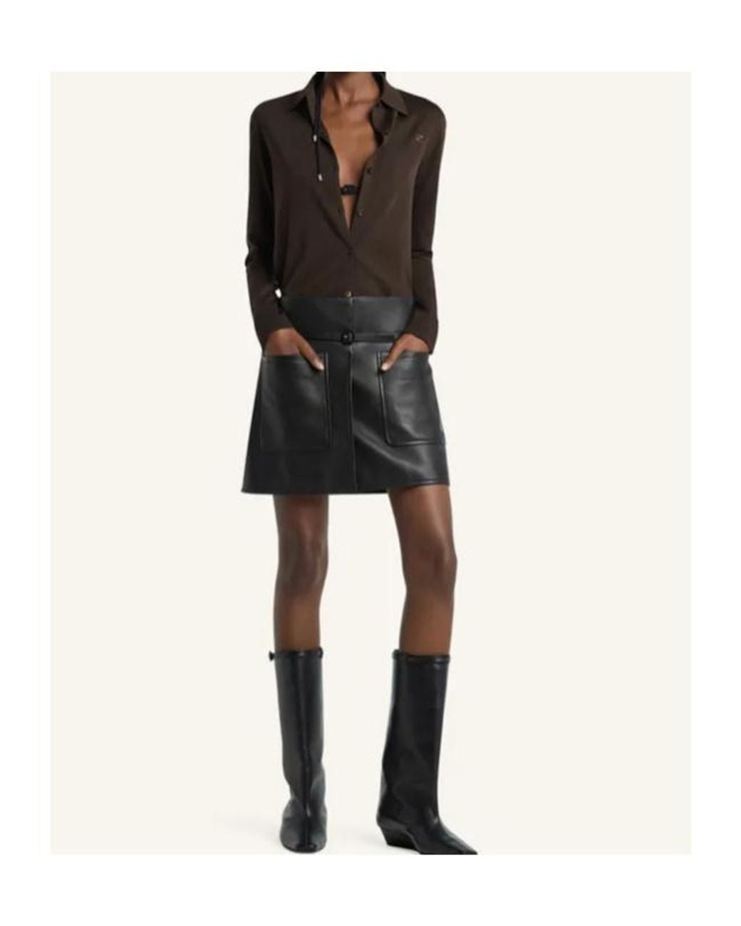 Courreges Brown Notched-Collar Cardigan