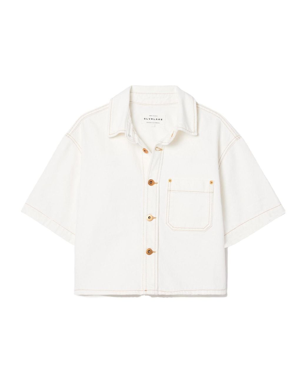 SLVRLAKE Denim White Textured Denim Shirt