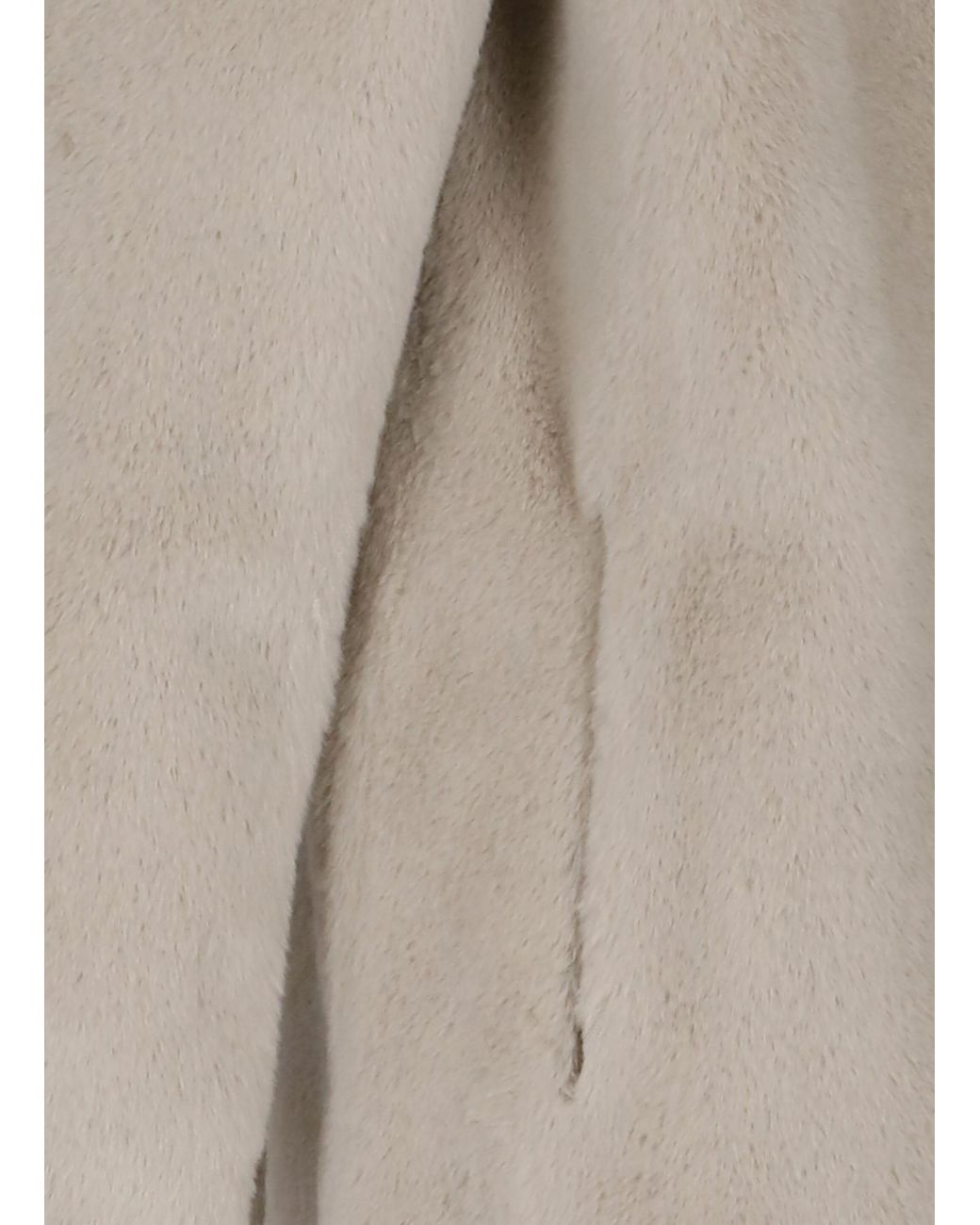 Herno Gray Faux-Fur Single-Breasted Coat