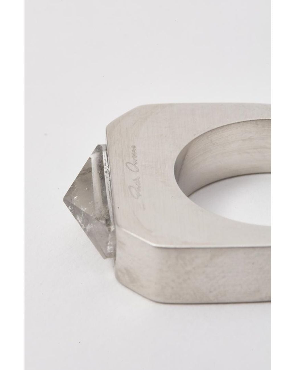 Rick Owens White Geometric Cut-Out Ring for men