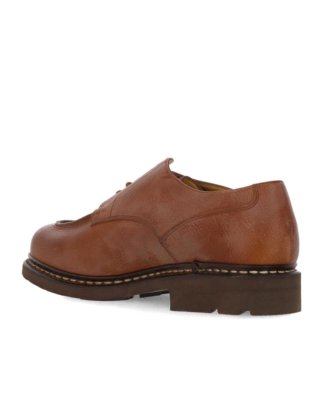 Paraboot Brown Almond Toe Lace-Up Shoes for men