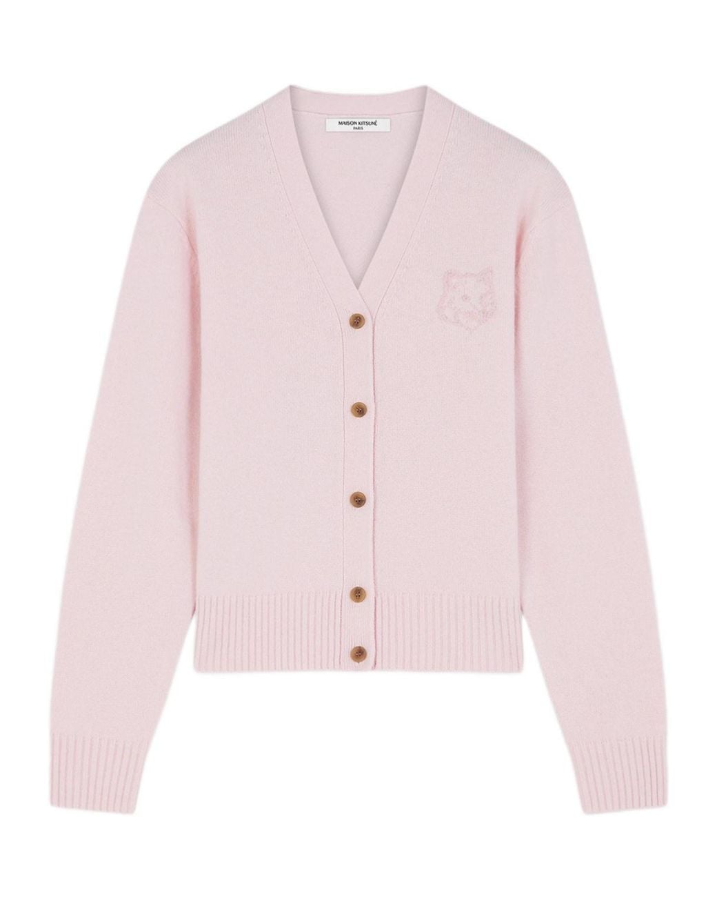 Maison Kitsuné Pink Maison Kitsuné Bold Fox Head Embroidered Knit Cardigan