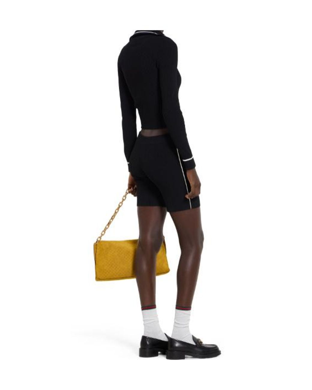 Gucci Black Ribbed Gg Intarsia Knit Shorts