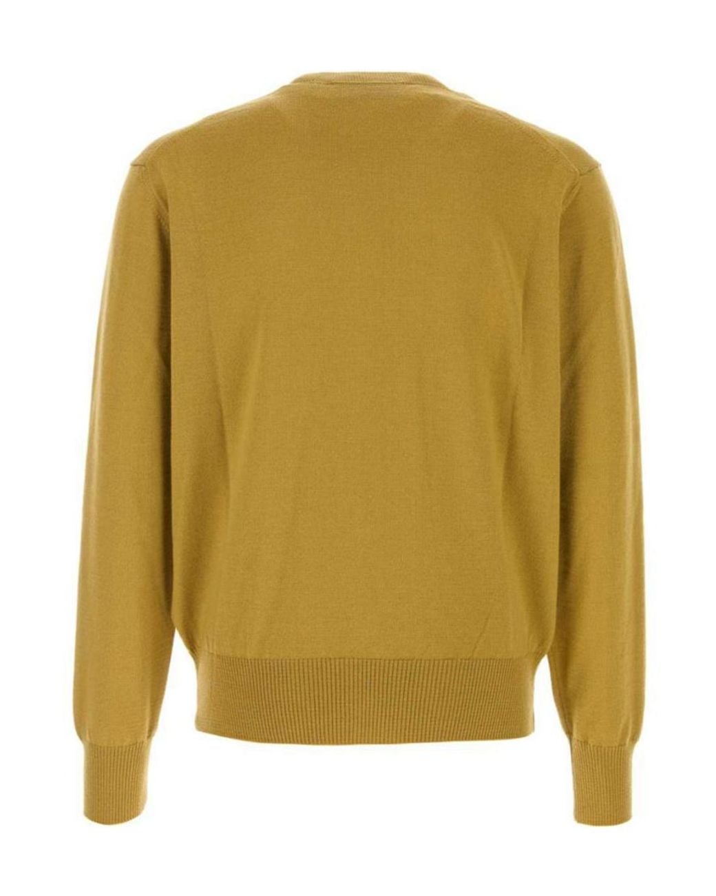 AMI Yellow Logo Detailed V-Neck Cardigan for men