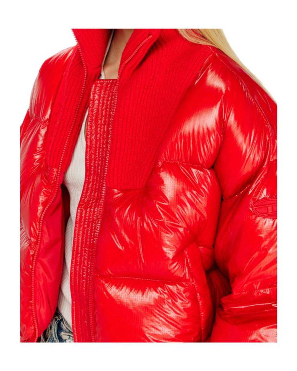 DIESEL Red Warrior Quilted Down Jacket