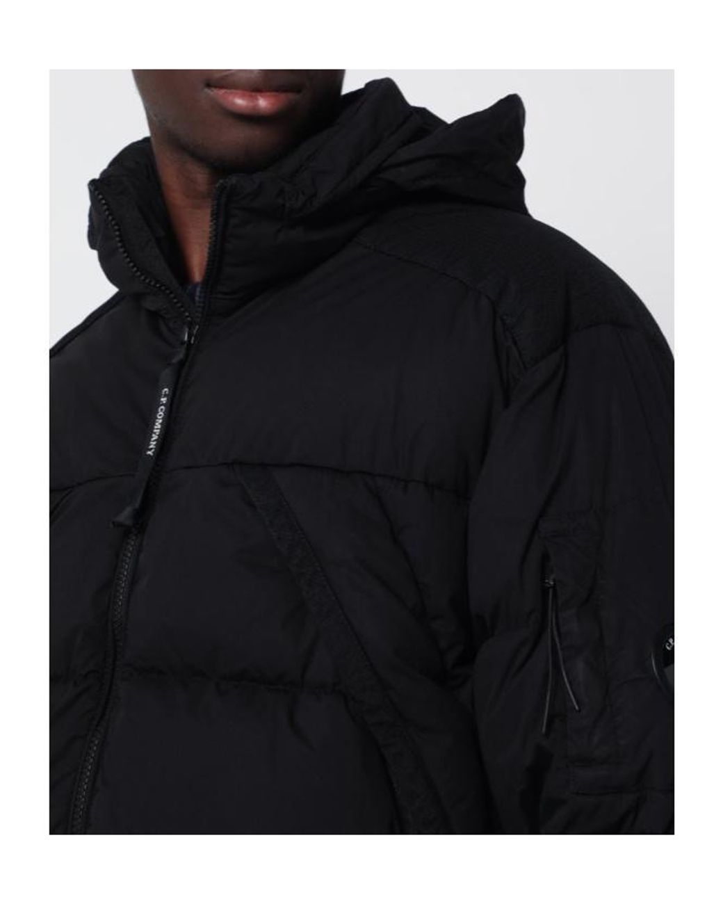 C P Company Blue Long-Sleeve Zip-Up Down Jacket for men