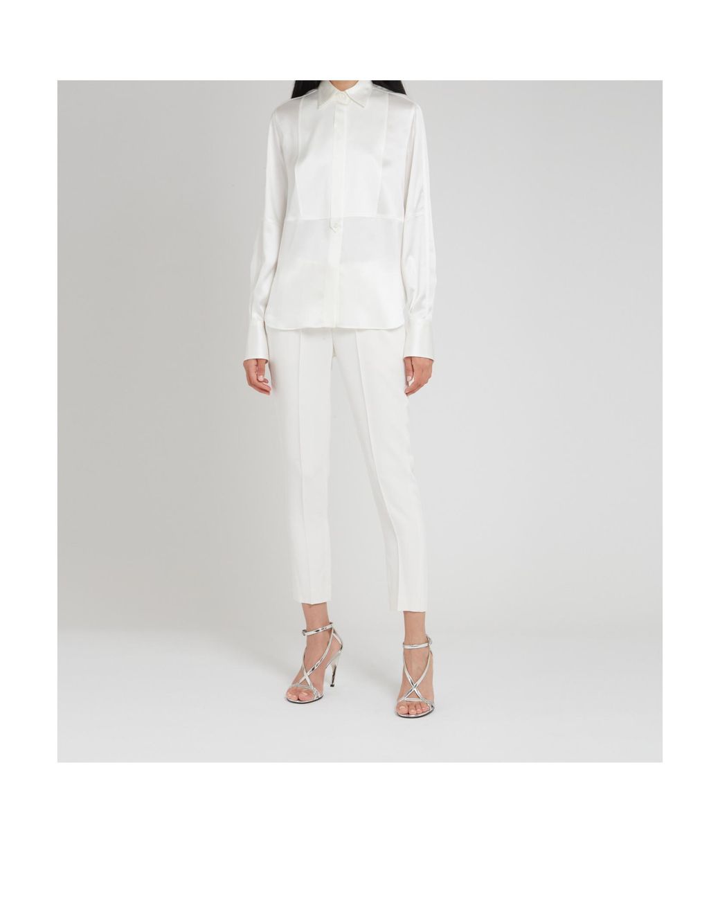 Brunello Cucinelli White Long Sleeved Curved Hem Shirt