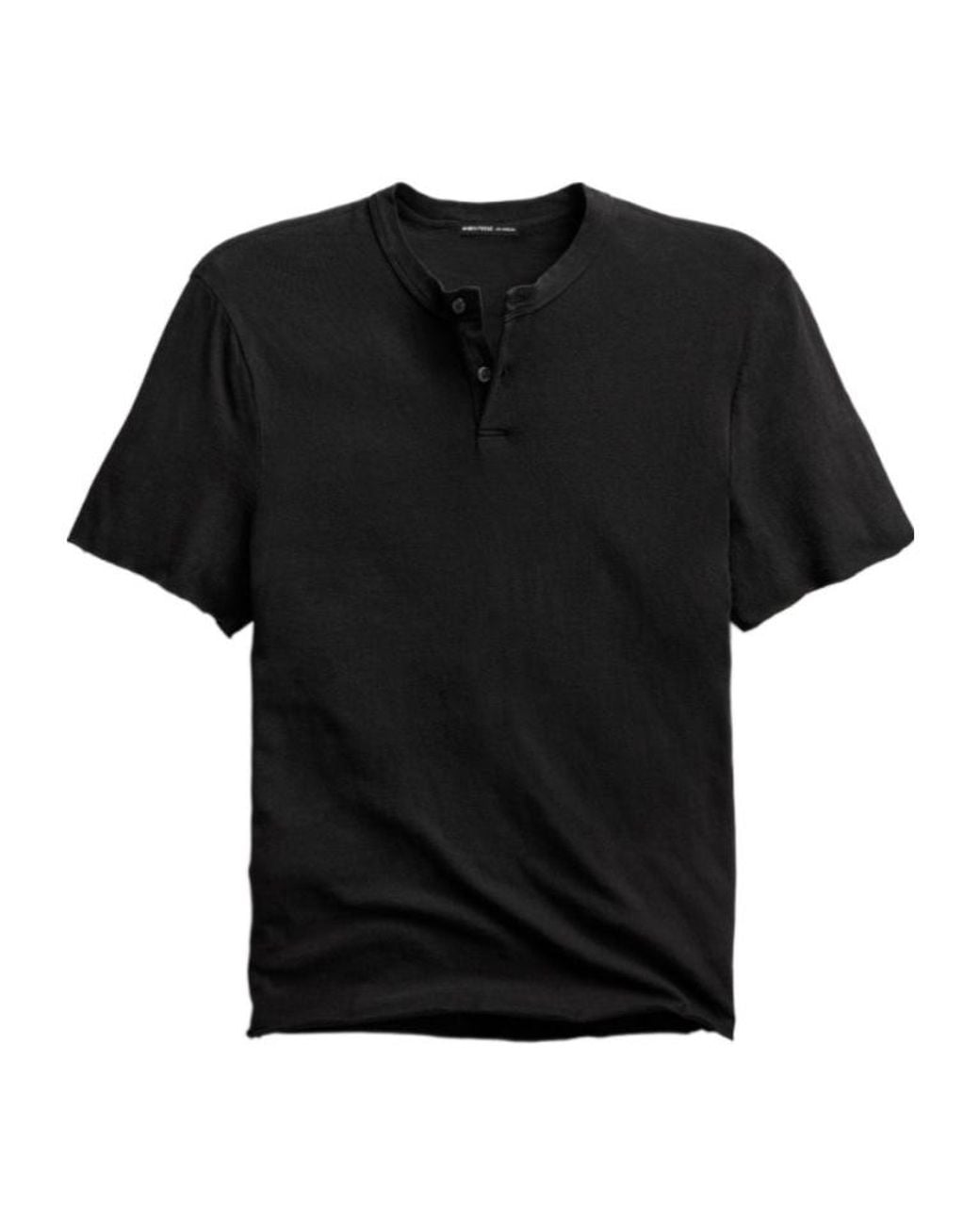 James Perse Black Slub Jersey Short Sleeve Henley for men
