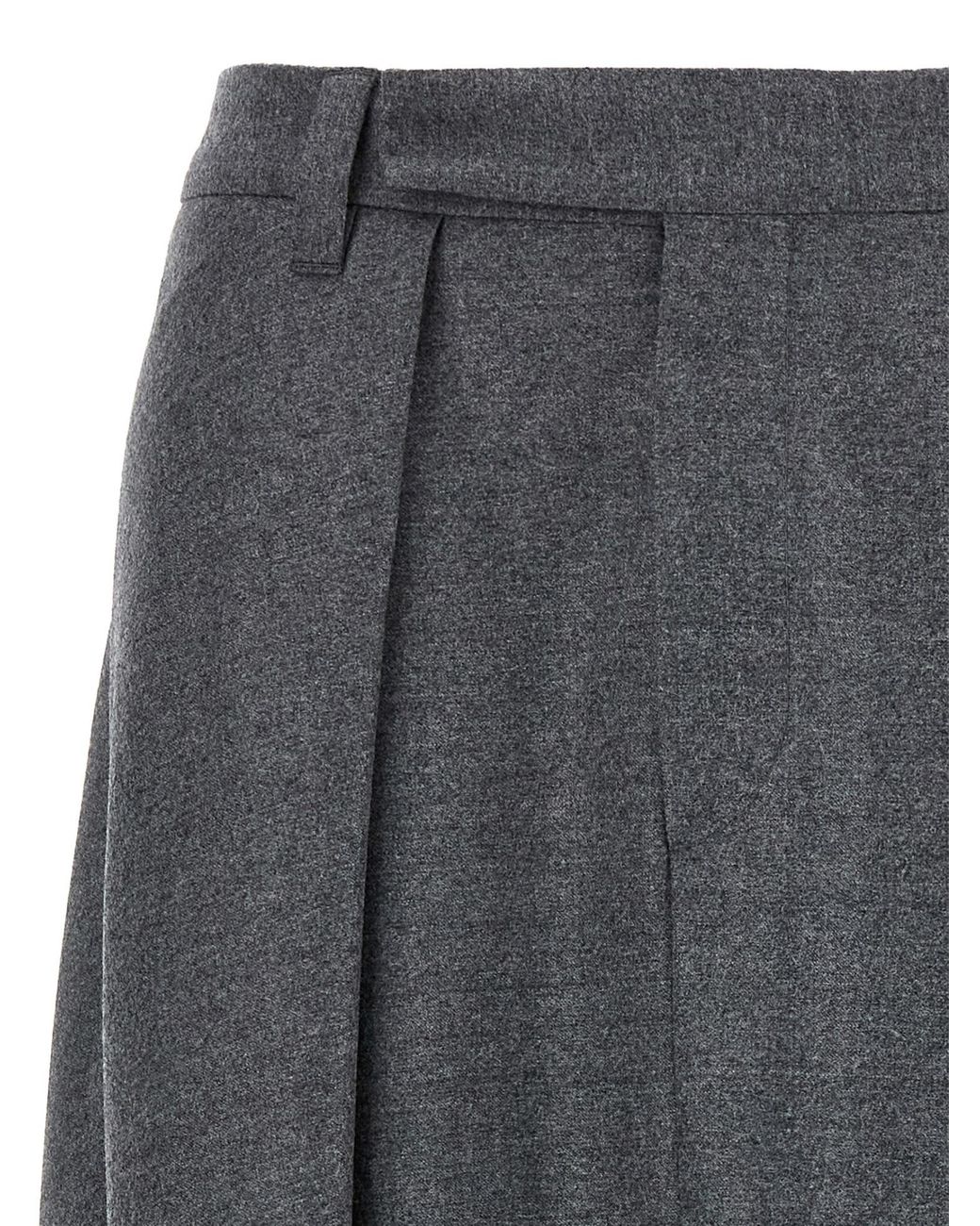 Brunello Cucinelli Gray Asymmetrical Hem Midi Skirt
