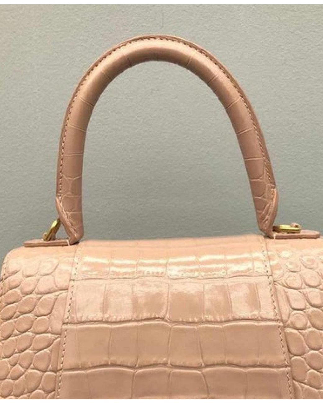 Balenciaga Pink Borsa Hourglass Small Con Lavorazione Coccodrillo Da Donna