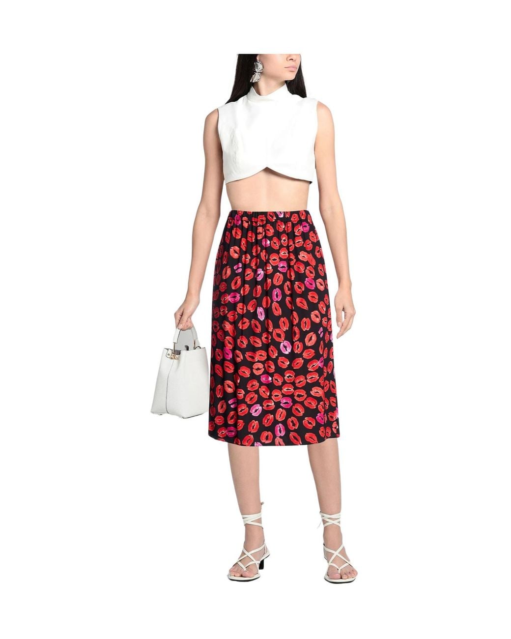 Marni Red Colorblocked Umbrella Skirt