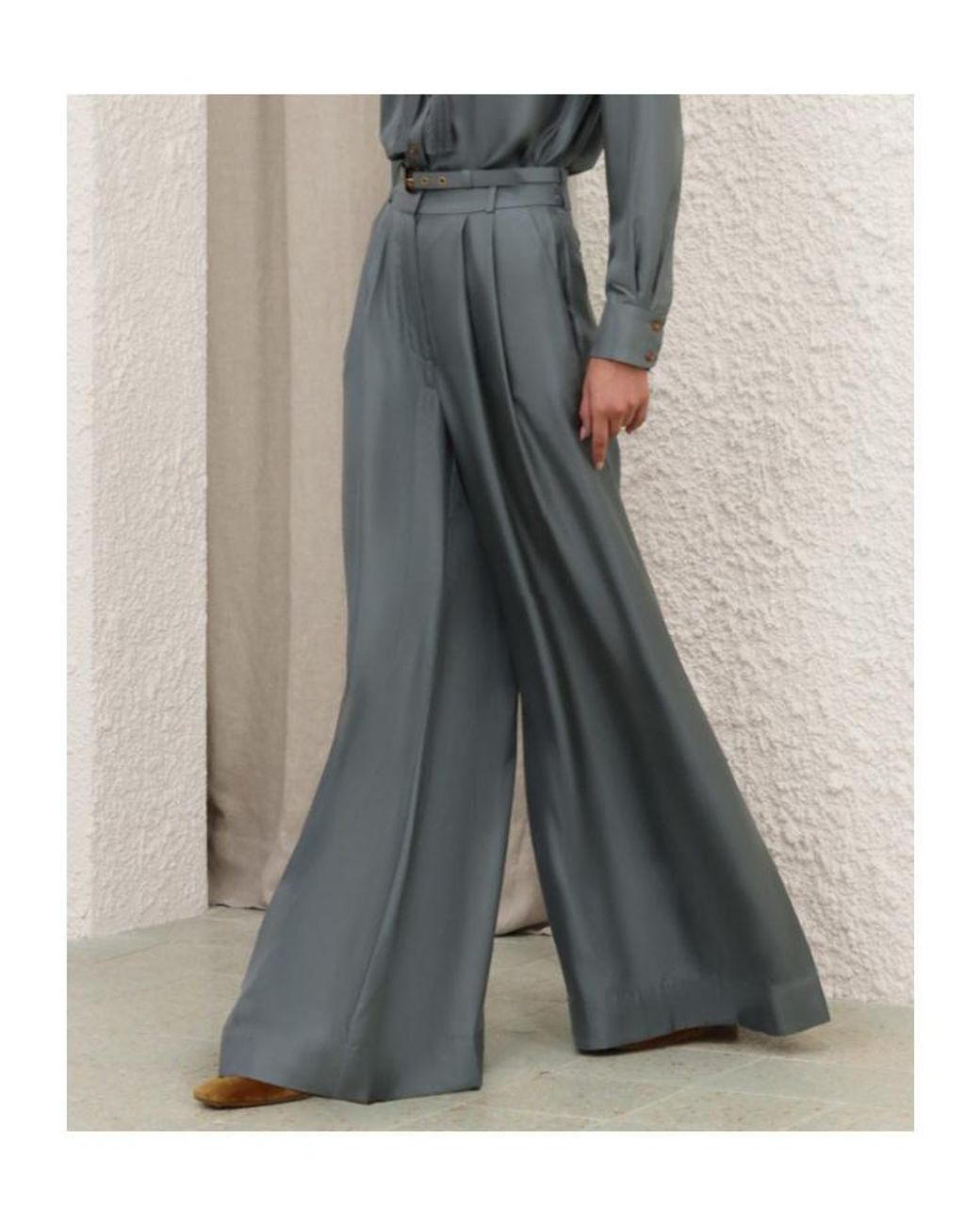 Zimmermann Gray Belted Palazzo Pants