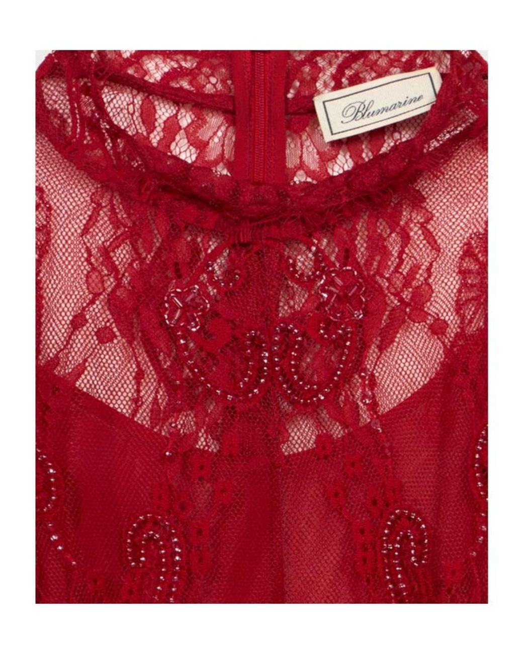 Blumarine Long-Sleeve Embroidered Mini Dress